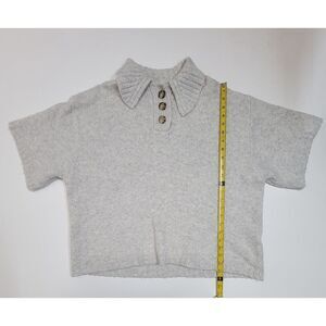 Zara Light Gray Knit Polo Sweater Top
